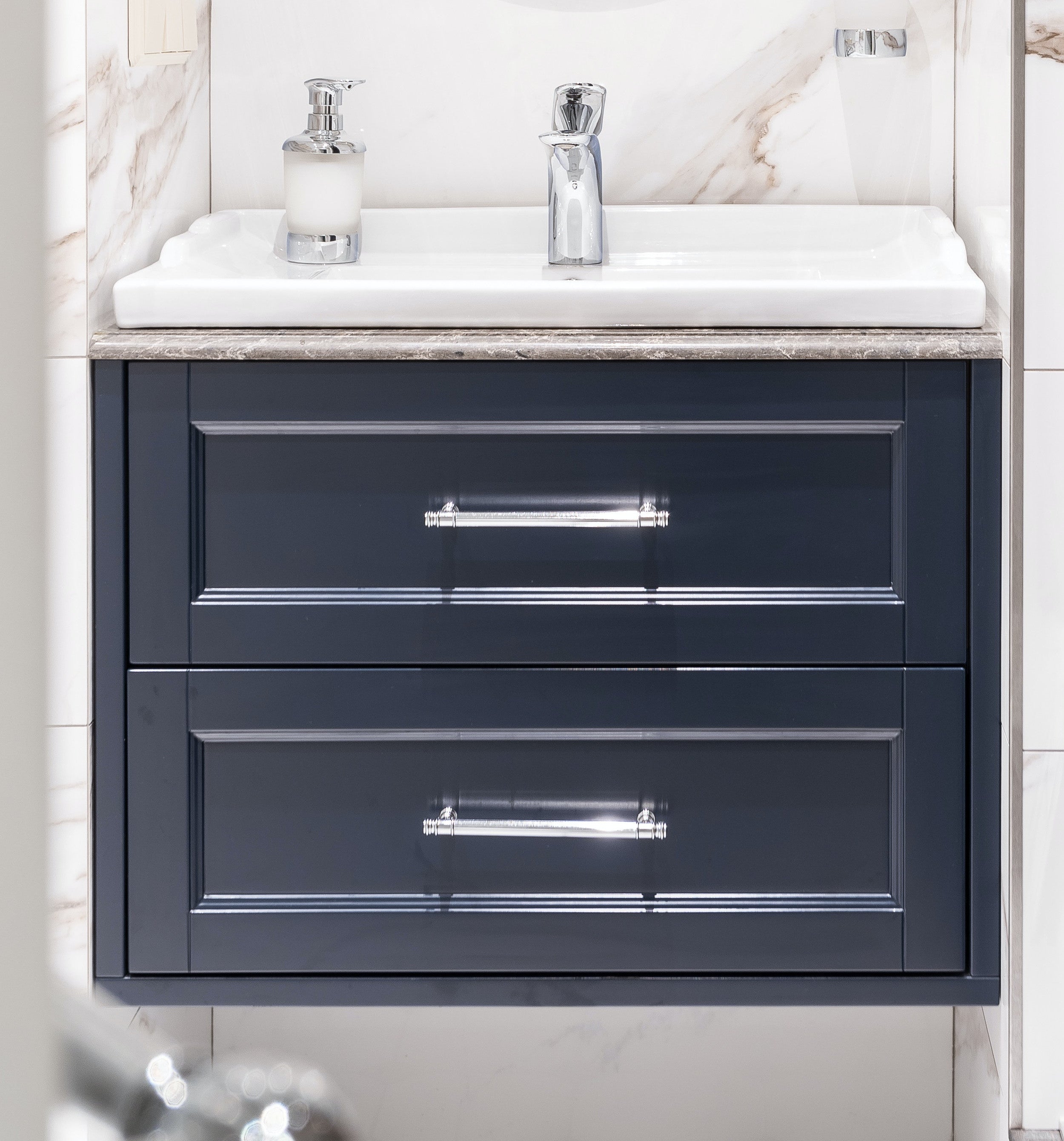 28" Navy Blue Wall-Mounted Bathroom Vanity – Mrs Vanity