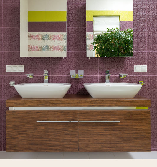 60" Wall-Mounted Wooden Double Vessel Sink Bathroom Vanity