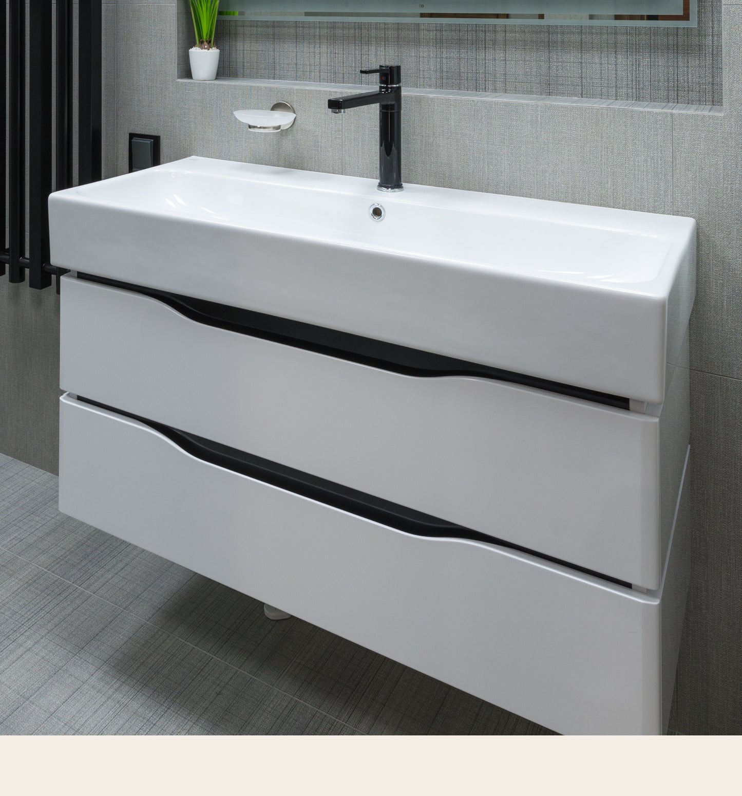 48" Wall-Mounted Single Trough Sink Bathroom Vanity