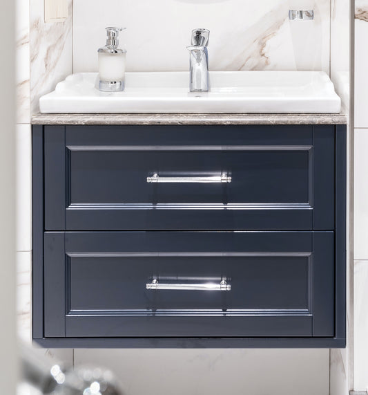 28" Navy Blue Wall-Mounted Bathroom Vanity